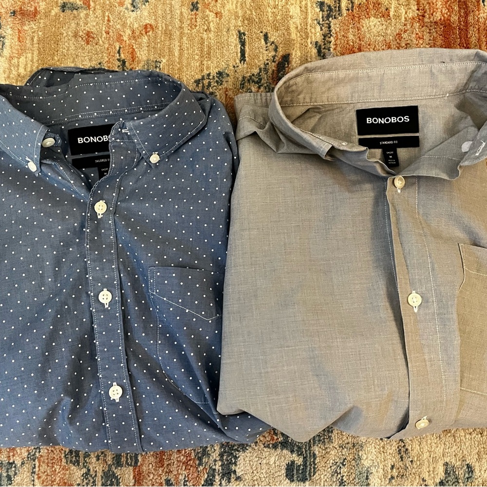 Bonobos Men's Blue Polka Dot and Gray Casual Shirts